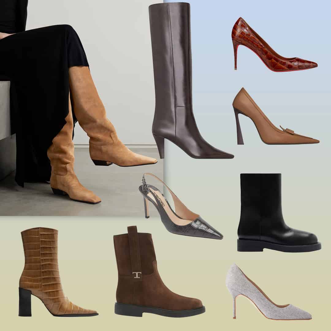 A collage of boots and shoes for fall.