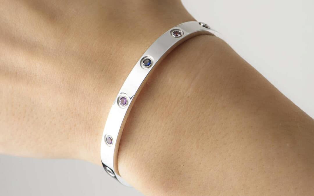 Cartier Love Bracelet in White Gold with Gemstones